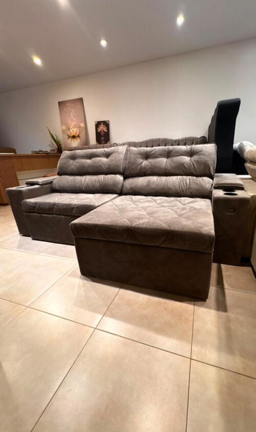 Sillon extendible gris con apoyavaso