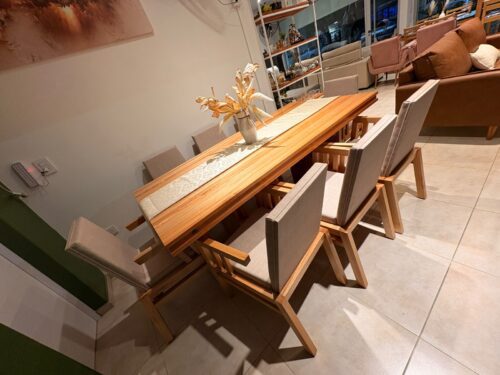 Mesa mediterranea 2 mts x 1 mto + 8 sillas beige