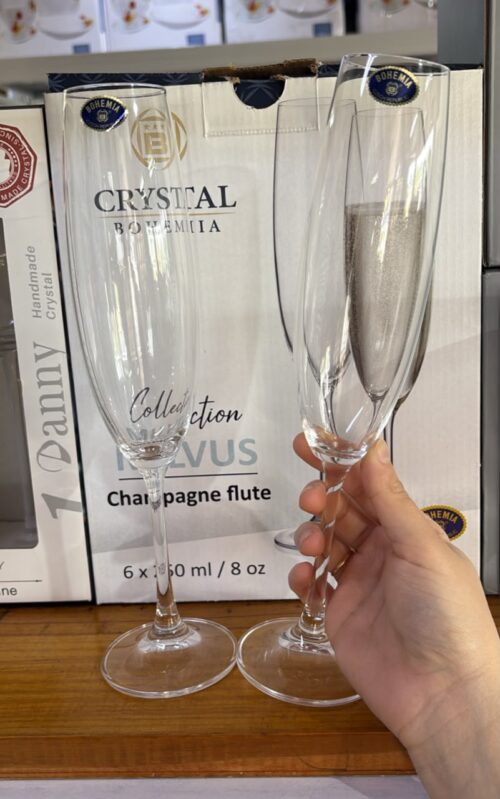 A55 SET X 6 COPAS DE CHAMPAGNE CRISTAL BOHEMIA MILVUS 250 ML